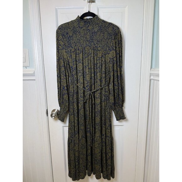 Boden High Neck Jersey Maxi Dress Green & Blue Floral US 10P NWT - Picture 1 of 13